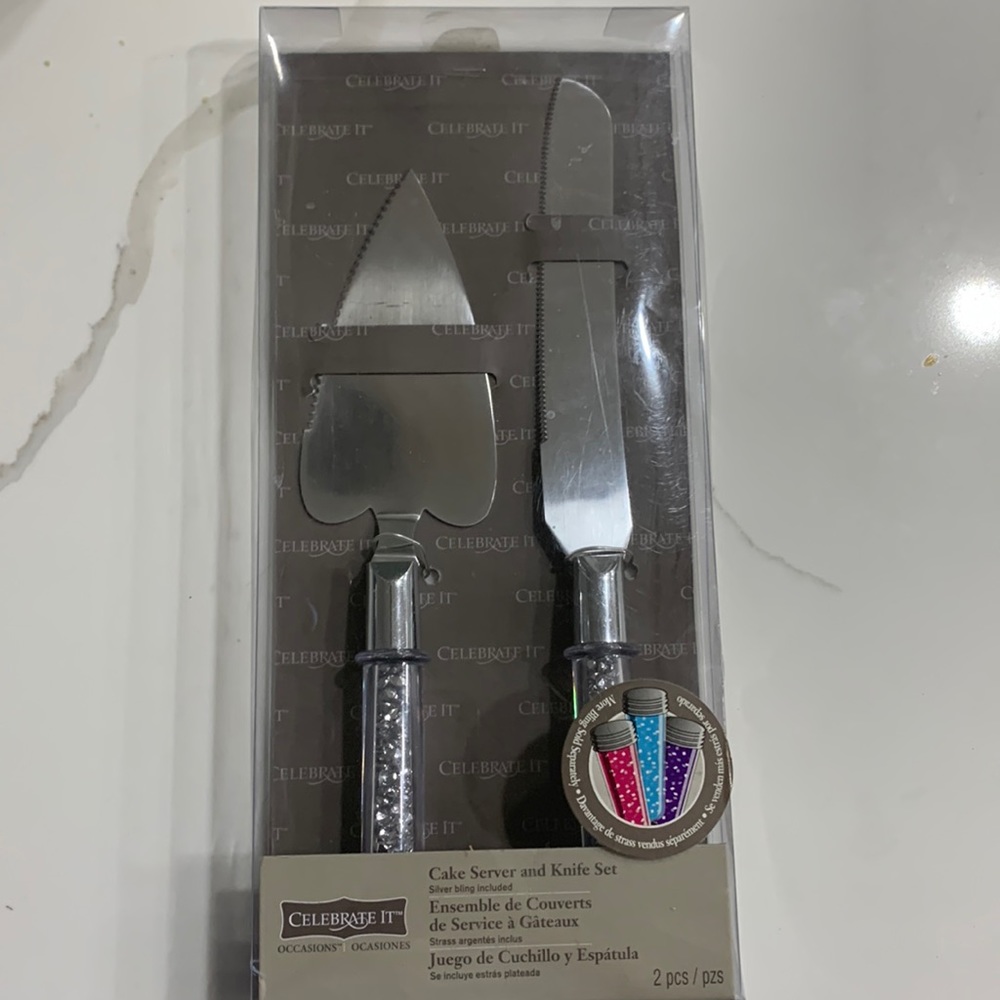 Crystal Cake server and knife set